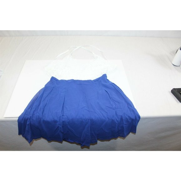 Women's Shorts Jumpsuit Deep V-Neck Romper Backless Chiffon Blue / White Large - Picture 1 of 9